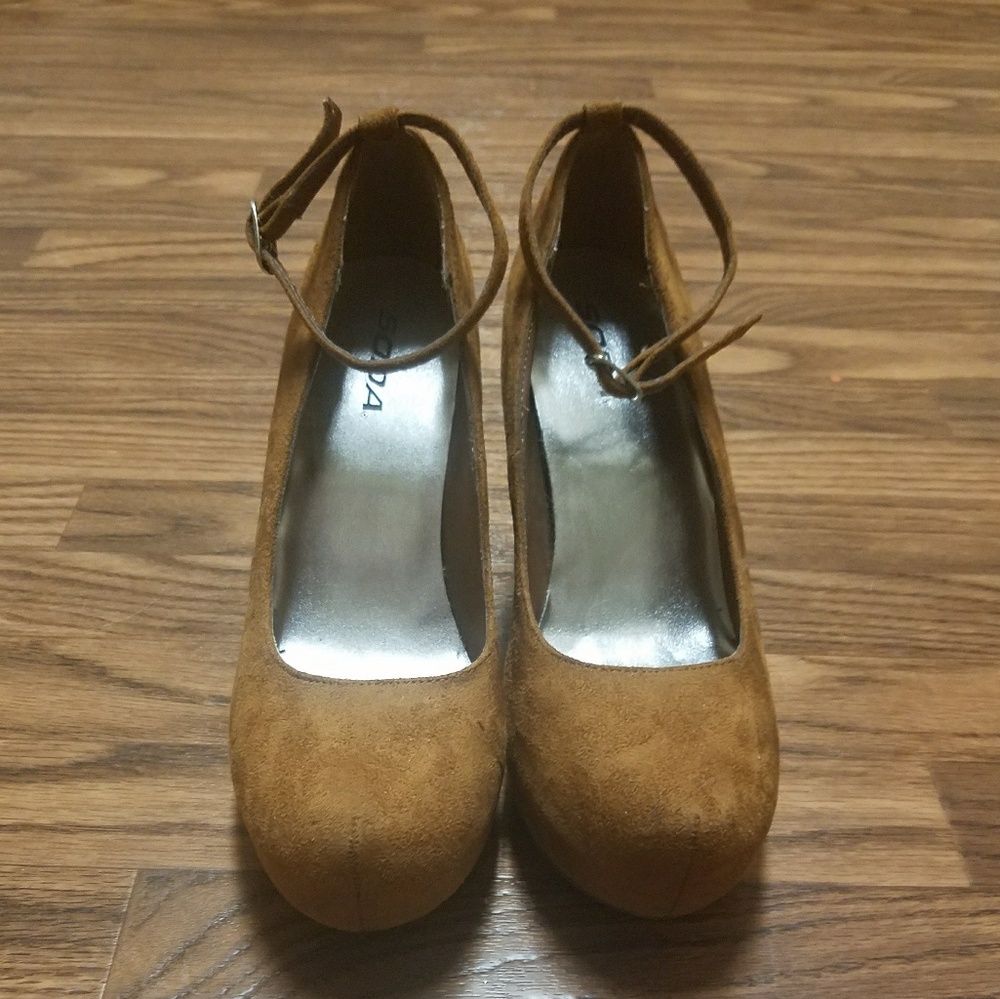 Soda Ankle Strap Suede Platform Wedges